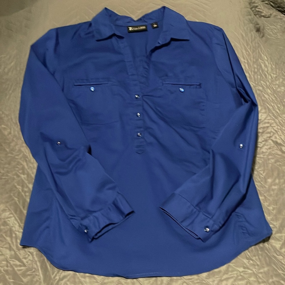 New York and Company  collared button up dark blue